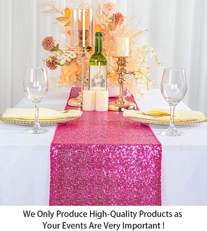 ShiDianYi Fuchsia Party Decorations Pack of 5 12x72-Inch Sequin Table Runners - Image 2