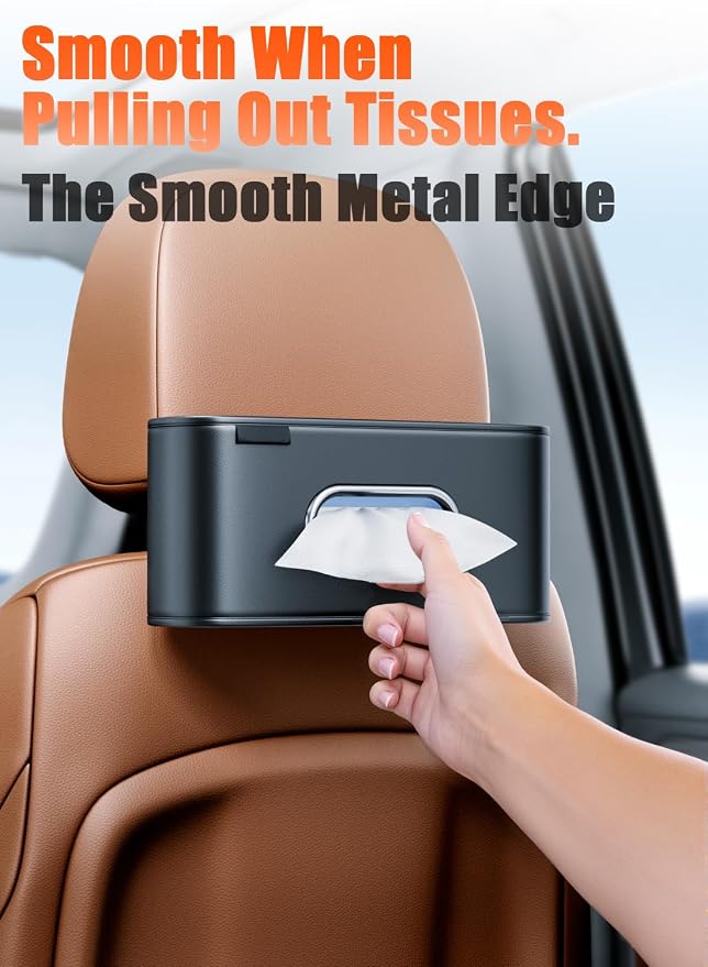 Car Tissue Holder, Car Kleenex Holder Fits 100-160 Count | Premium PU Leather - Image 8