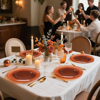 102 Pcs Clear Brown Plastic Plates - Image 5