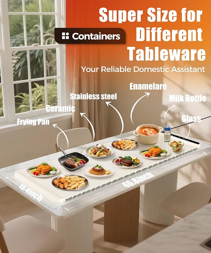 Warming Mat for Food, 46x15 Inch, Off White, Fast Heat, Child Lock | Includes - Image 4