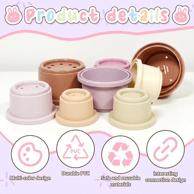 8 Pcs Stacking Cups for Small Animal Toys, Nesting Rabbit Toys of Different - Image 7