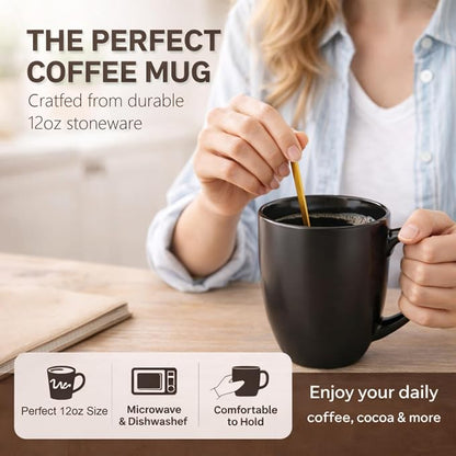 AmorArc 12oz Coffee Mugs Set of 6, Large Coffee Mugs - Image 5