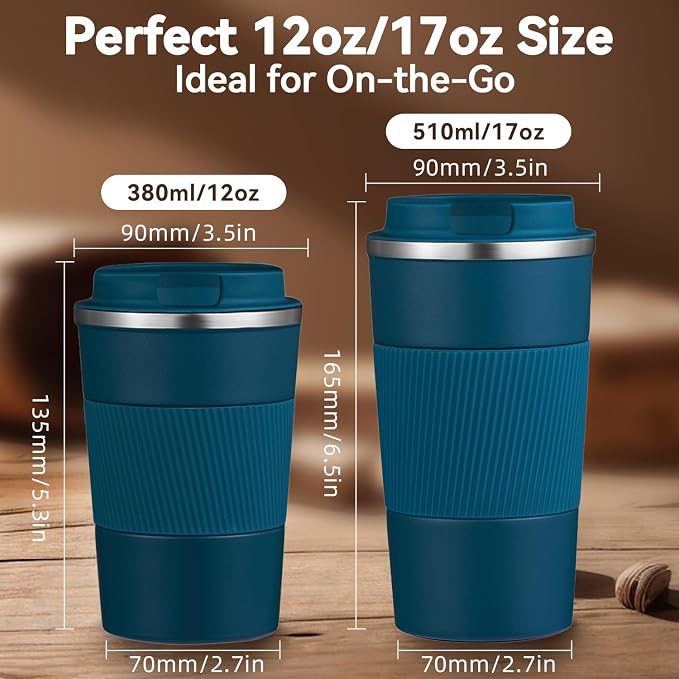 12OZ Travel Coffee Mug Insulated Coffee Cup - Image 2