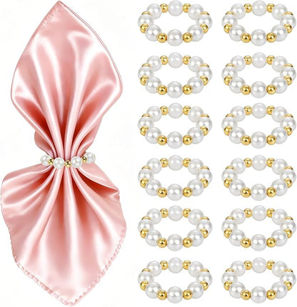 Pearl Napkin Rings Set of 12, Handmade Imitation Pearl Napkin Rings, Napkin by Suswillhit