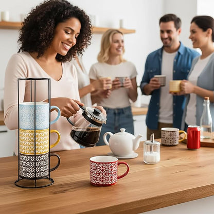 Hiceeden Set of 4 Stackable Coffee Mugs - Image 7