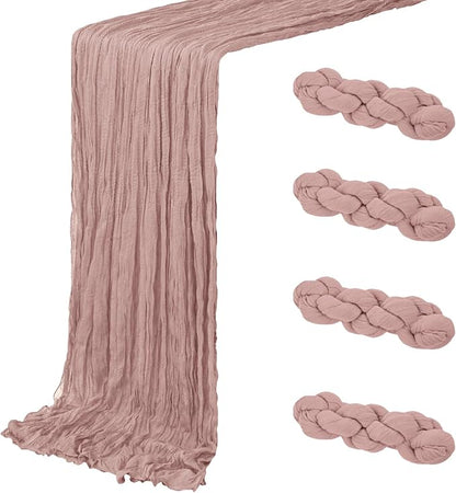 4 Pack Dusty Pink Cheesecloth Table Runner 20 x 120 inch Gauze Table Runners 10 by ACSUIT
