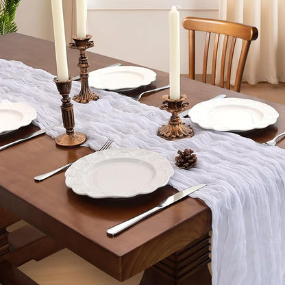 6 Pack 10Ft White Cheesecloth Table Runner 23 x 120 Inch | Gauze Rustic Boho - Image 2