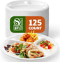 Compostable 3-Compartment Paper Plates, 125 Count, 10 Inch, Heavy Duty Disposable Divided Lunch Trays, Biodegradable Bagasse Sectional Plates for Buffet, Parties, Events & Daily Use, (White)