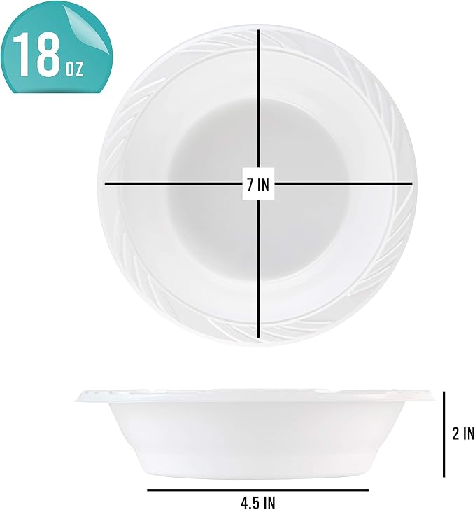 800 Count Disposable 18 ounce White Plastic Soup Bowls - Image 2