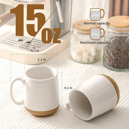 Large Ceramic Coffee Mugs Set - 15 OZ Porcelain Coffee Latte Cups Set of 4 - Image 3