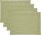Solino Home Linen Placemats Set of 4 - Classic Hemstitch Moss Green Placemats 14 x 19 Inch - 100% Pure Linen Table Mats for Winter, Spring, Easter, St Patricks Day