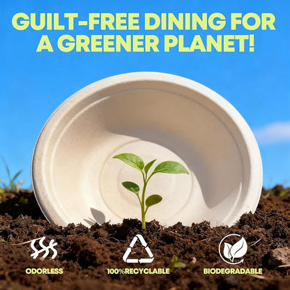 W&Y 12 oz Paper Bowls Disposable 100-Count, Compostable Disposable Bowls | - Image 5