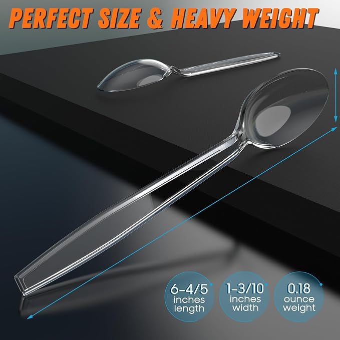 360pc 6.8" Clear Plastic Spoons Heavy Duty - Image 5