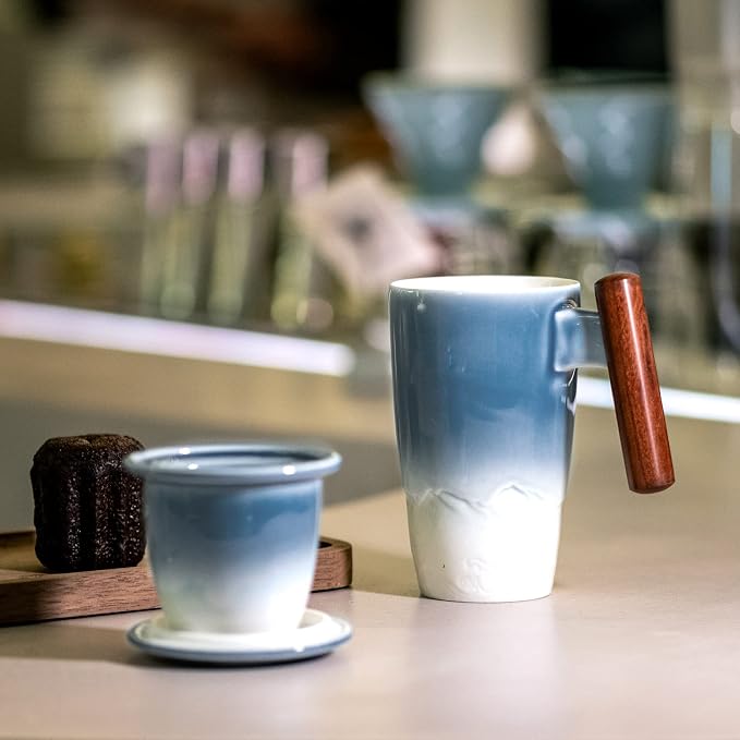 suyika Tomotime Tea Cup with Infuser and Lid 400ml Ceramic Tea Mugs Smooth - Image 6