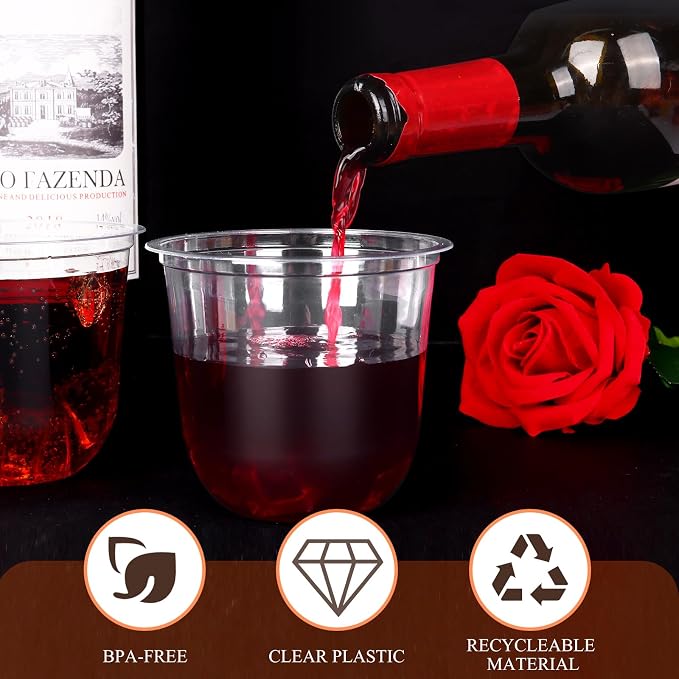 KesaPlan 50 Pcs 12oz Plastic Clear Cups, Disposable Wine Cocktail Glasses | - Image 5