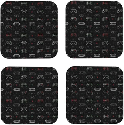 Retro Video Game for Leather Coasters Set of 4, Tabletop Protection Drink - Image 5