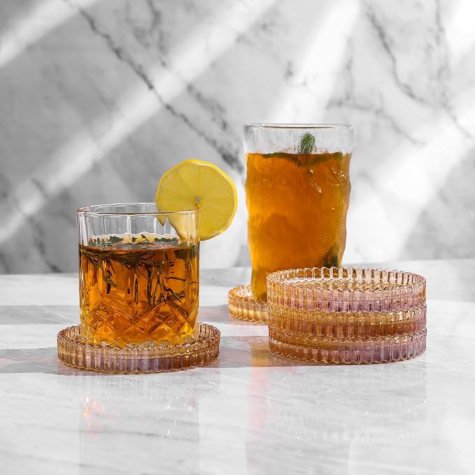 Glass Coasters Round Cup Mat, Decorative Wine Bottle Coaster, Crystal Drink - Image 2