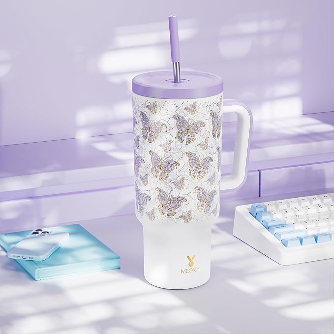 Meoky 40 oz Tumbler with Handle and Straw: Stainless Steel Insulated Tumbler - Image 7