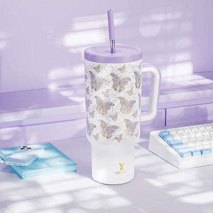Meoky 40 oz Tumbler with Handle and Straw: Stainless Steel Insulated Tumbler - Image 7