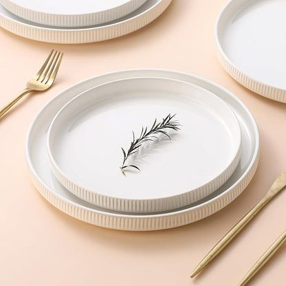 Dinnerware Sets, 12 Pieces Stoneware Plates and Bowls Set, Reactive Glaze Ceramic Dishes Set Scratch Resistant, Kitchen Dinner Set Dishwasher & Microwave Safe, Service for 4