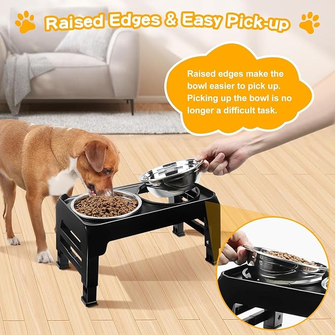 COMESOON Elevated Dog Bowls for Small Medium Dogs, 3 Height Adjustable Raised - Image 5