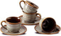 Hasense Espresso Cups with Saucers, 4 oz Small Ceramic Espresso Coffee Mugs Set by Hasense