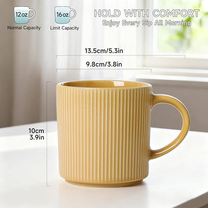 MONITO 16Oz Coffee Mugs Set of 4, Rustic Ceramic Coffee Cups Set - Image 2