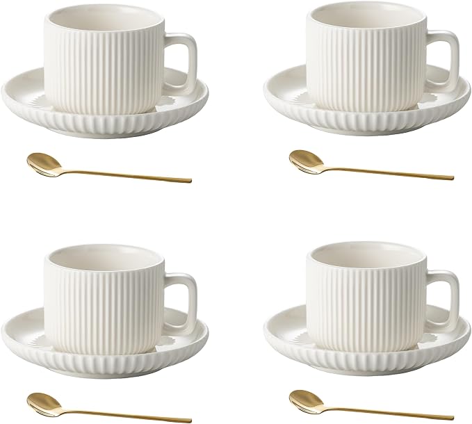 5 Ounce Espresso Cups Set of 4, Small Coffee Cups by AYUCIAPremiumCeramic