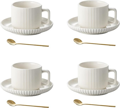 5 Ounce Espresso Cups Set of 4, Small Coffee Cups by AYUCIAPremiumCeramic