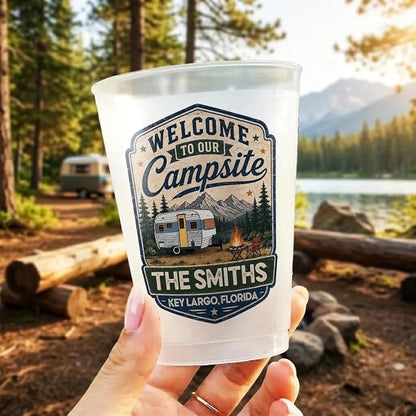 Welcome To Our Campsite Personalized Plastic Cups, Summer Camping Gifts - Image 5