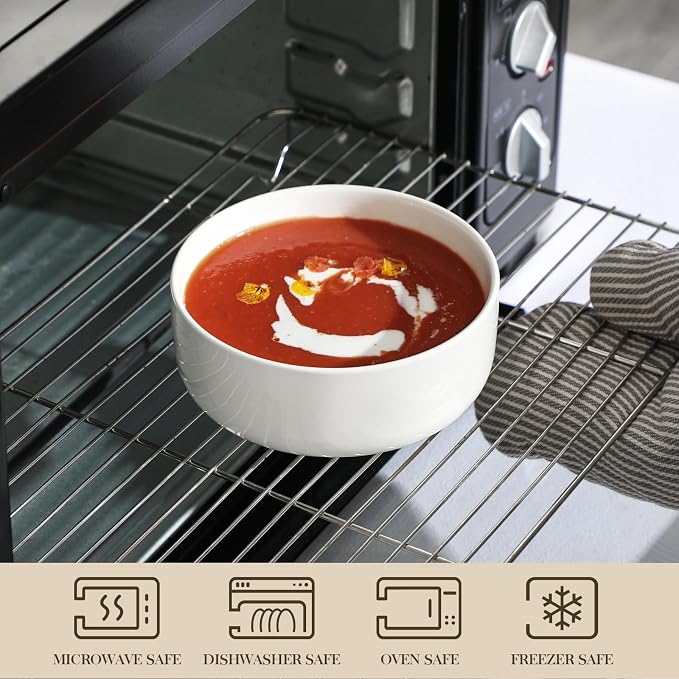 MALACASA 24 OZ Ceramic Bowls Set of 4, Dishwasher Microwave Oven Safe, Series - Image 4
