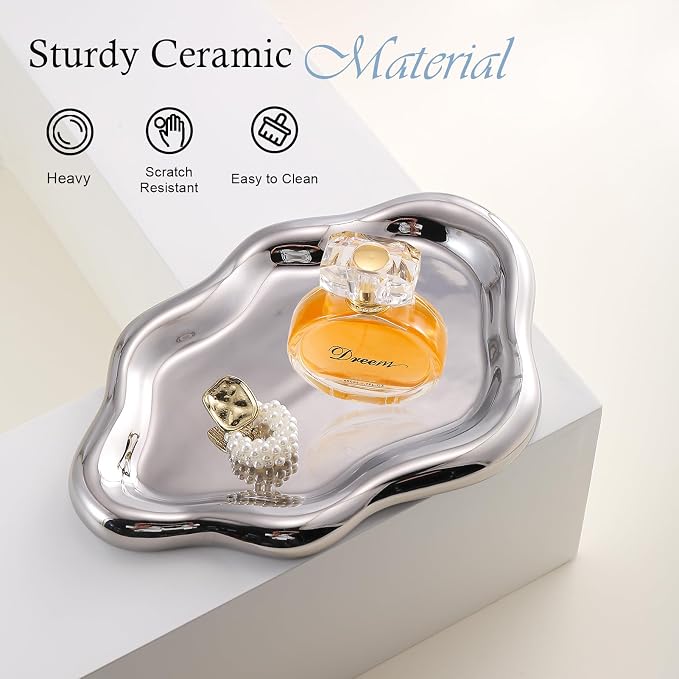 CCINPPY Ceramic Cloud Jewelry Tray Trinket Dish Key Bowl Nightstand Decor | - Image 5