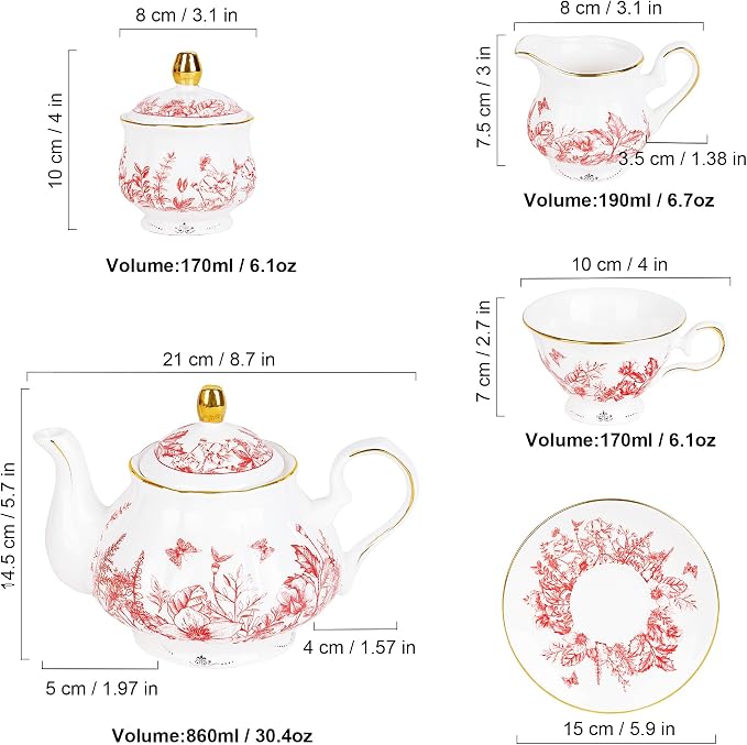 fanquare Vintage Porcelain Tea Set - Image 6