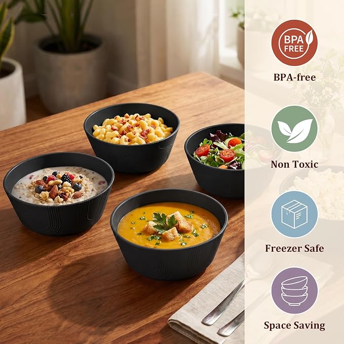PYRMONT Wheat Straw Bowls 36 Oz Big Salad Bowl Unbreakable Cereal Bowls Set of - Image 6