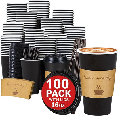 Lamosi 100 Pack 16 oz Coffee Cups, Disposable To Go Paper Cups by BuyNow
