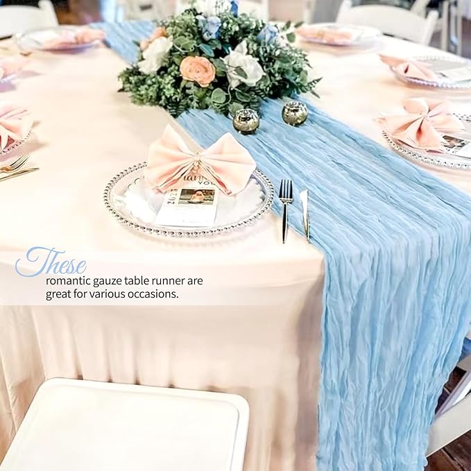 4 Pack Baby Blue Cheesecloth Table Runner 10Ft, Gauze Table Runners 21.5 x 120 - Image 7