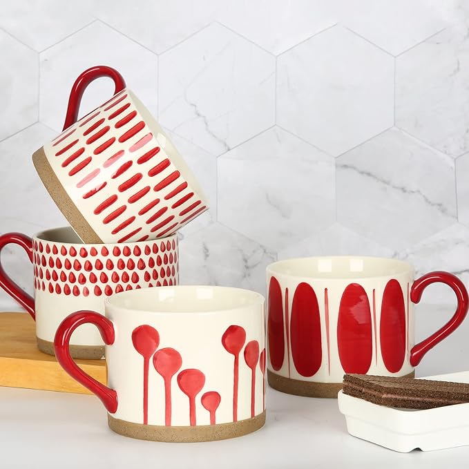 Koja Colorful Hand Painted Ceramic Mugs, 16 oz, Dishwasher Safe | Also - Image 7