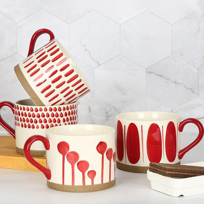 Koja Colorful Hand Painted Ceramic Mugs, 16 oz, Dishwasher Safe | Also - Image 7