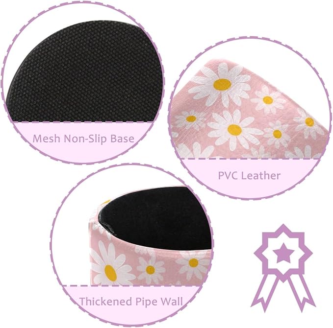 Cute Pink and Daisy Wildflowers Leather Pen Holder - Image 2