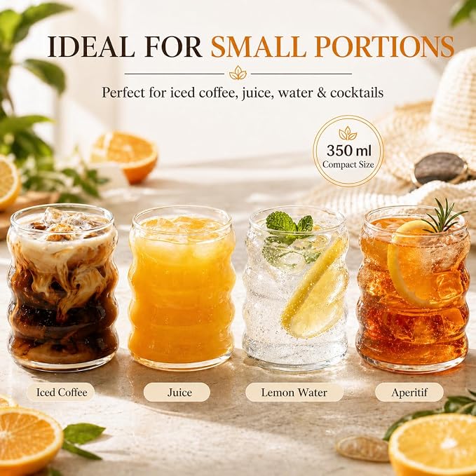ALINK Ribbed Drinking Glass Cups - Image 8
