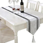 Elegant Sequin Rhinestone Creamy White Table Runner, Ombre Velvet, Double-Layer by Jiino