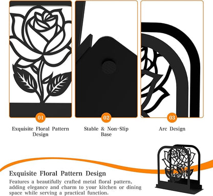 Unique Standing Napkin Holder,Gorgeous Rose Napkin Holders for Paper Napkins,Napkin Holder User-Friendly with Non-Slip Mat,Smooth Edge,Be Used for Dining Table,Shop,Countertop