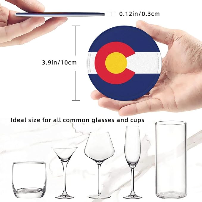 6 Pack Colorado Flag Leather Coaster - Image 4
