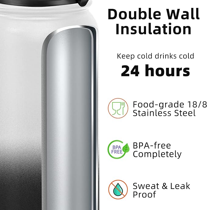 Fanhaw 40 oz Insulated Stainless Steel Water Bottle - Image 2