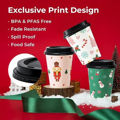 Fit Meal Prep 50 Pack 8 oz Christmas Disposable Coffee Cups - Image 3