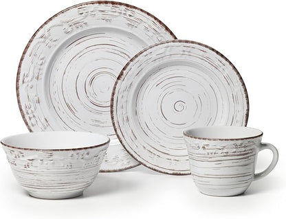Pfaltzgraff Trellis White 16-Piece Stoneware Dinnerware Set, Service - Image 2