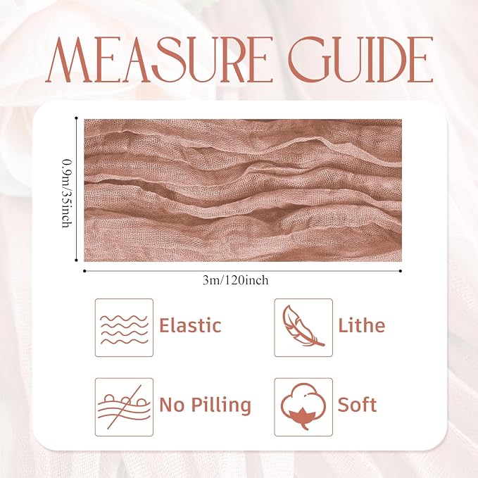 Cheesecloth Table Runner Dusty Pink 10FT Boho Gauze, 2 Pack | 120 Inch Cheese - Image 2