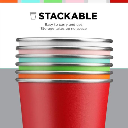 HAUSHOF Stainless Steel Cups, 14oz Stacking Cups, Unbreakable, 6 Pack | 18/8 - Image 6