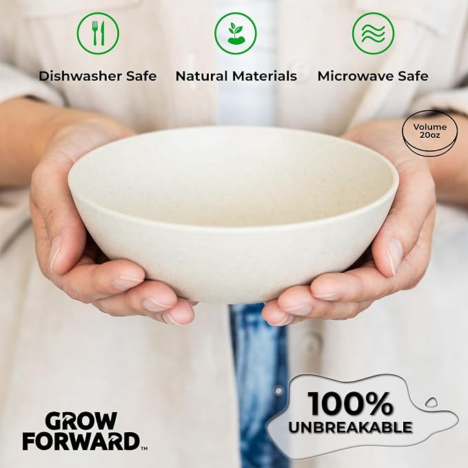 Grow Forward Premium Wheat Straw Bowls - 20oz Microwave Safe Plastic Cereal - Image 5