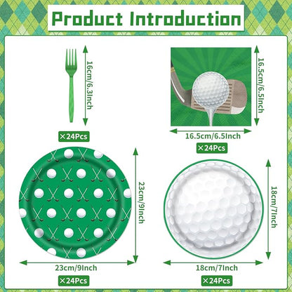 Rakuto Golf Party Decorations 96PCS Plates Napkins Forks Tableware | Golf - Image 2